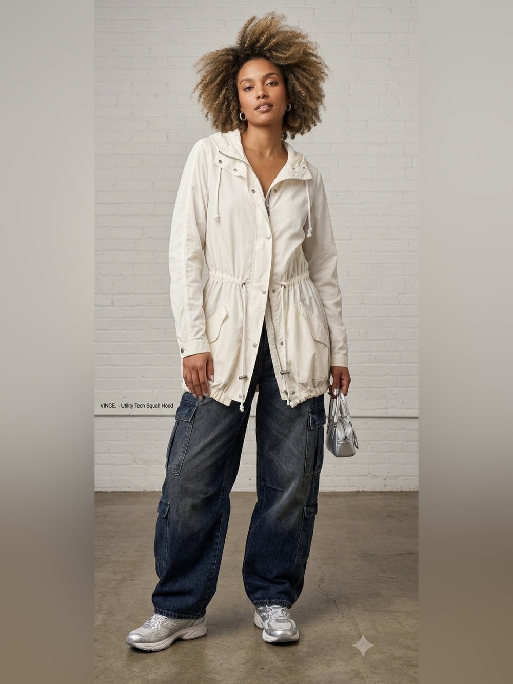 Vince Jacket Y2K/90s Tech Squall Hood Utility White Nylon. Tagged Size S.